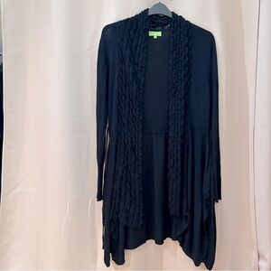 Women’s Black Cotton Open Front Knit Cardigan Sweater. Witchy, grunge. Size M/L.